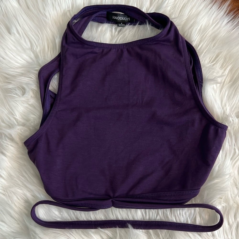 Haoduoyi Purple Strappy Crop Tank Size Small